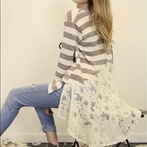 Gray and white striped top